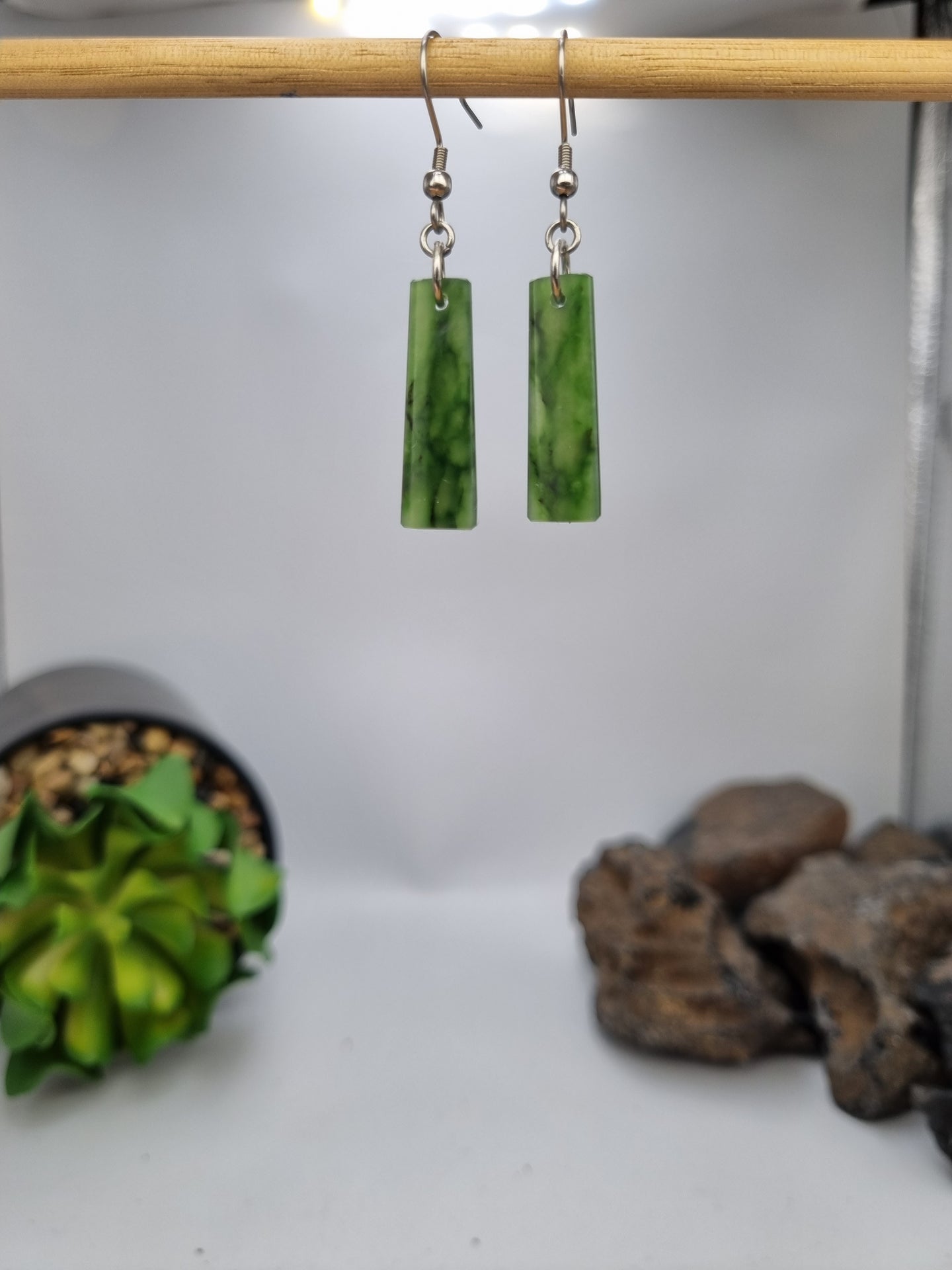 NZ Pounamu / Jade Drop Earrings